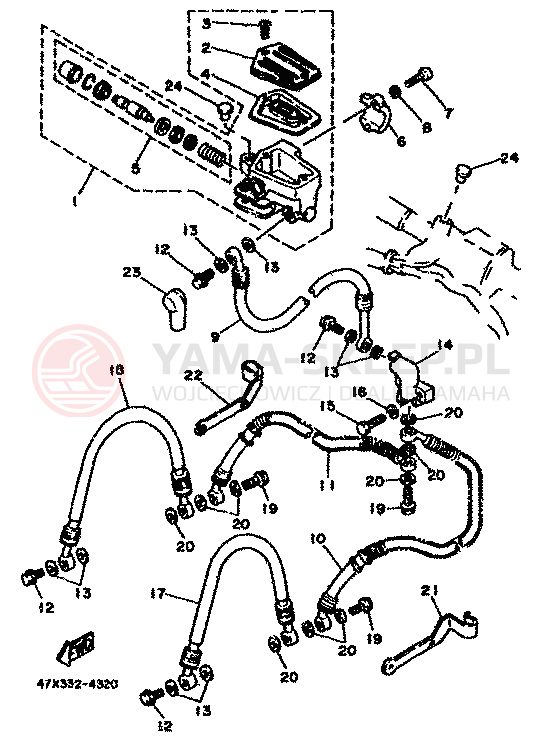 Schemat "Pompa hamulcowa przednia" do Yamaha RD500LC
