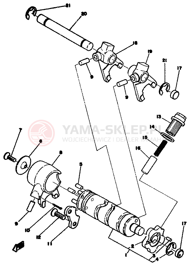 Schemat "ZMIANA BIEGÓW" do Yamaha YZ125X