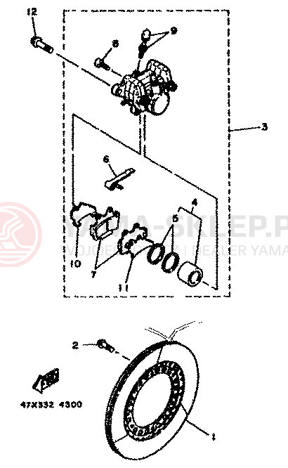 Schemat "Zacisk hamulcowy tylny" do Yamaha RD500LC