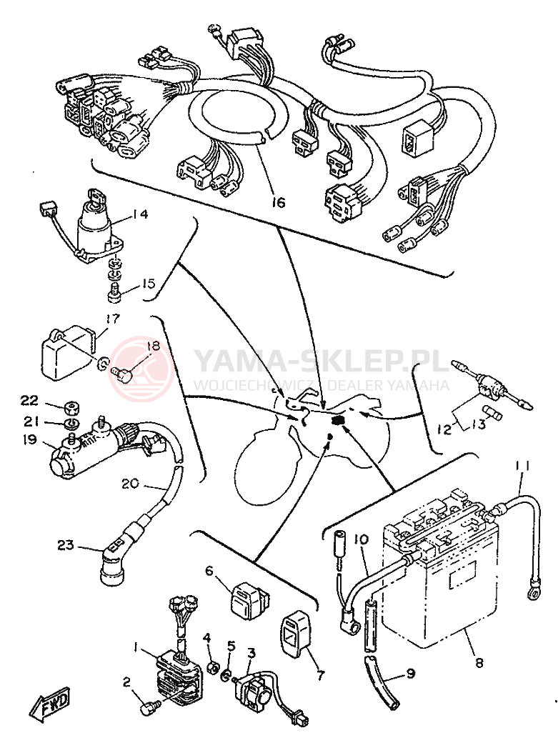 Schemat "układ elektryczny" do Yamaha SR250