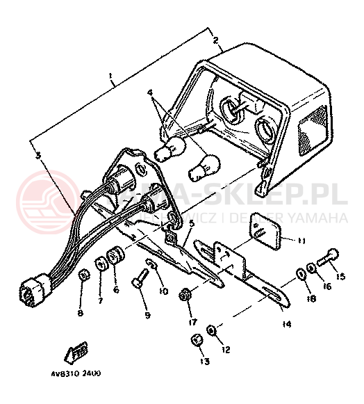 Schemat "Oświetlenie tył" do Yamaha XJ550