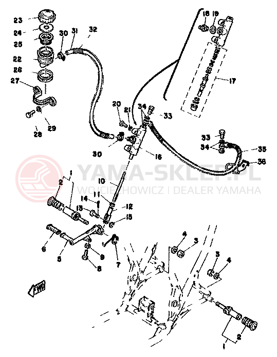 Schemat "Dźwignia hamulca tylnego" do Yamaha TZ350F