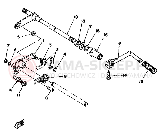 Schemat "ZMIANA BIEGÓW" do Yamaha TZ350F