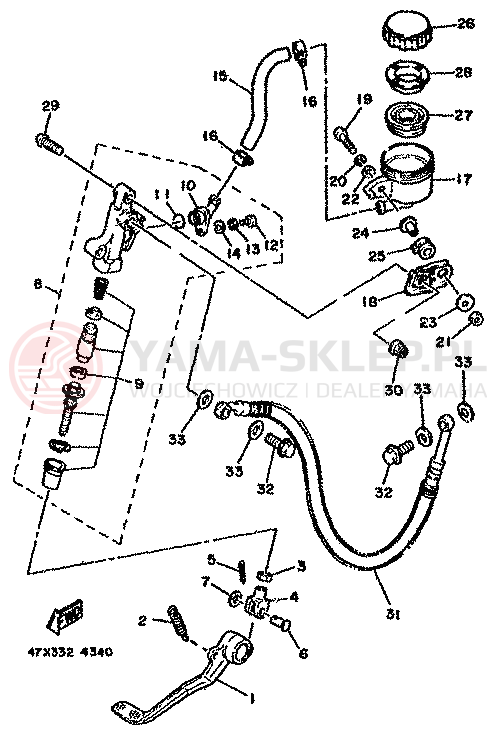 Schemat "Pompa hamulcowa tył" do Yamaha RD500LC