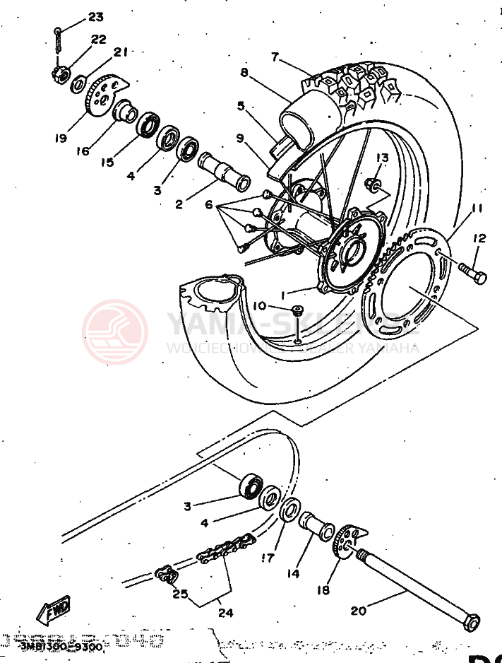 Schemat "Koło tył" do Yamaha DT125R