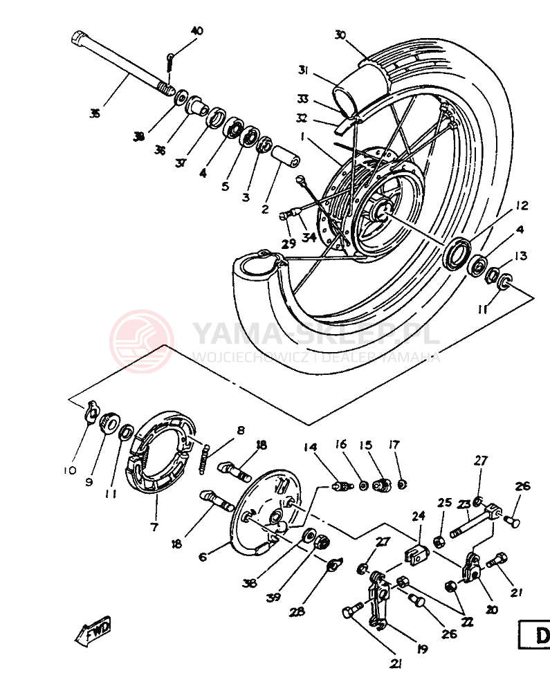 Schemat "Koło przód" do Yamaha SR125