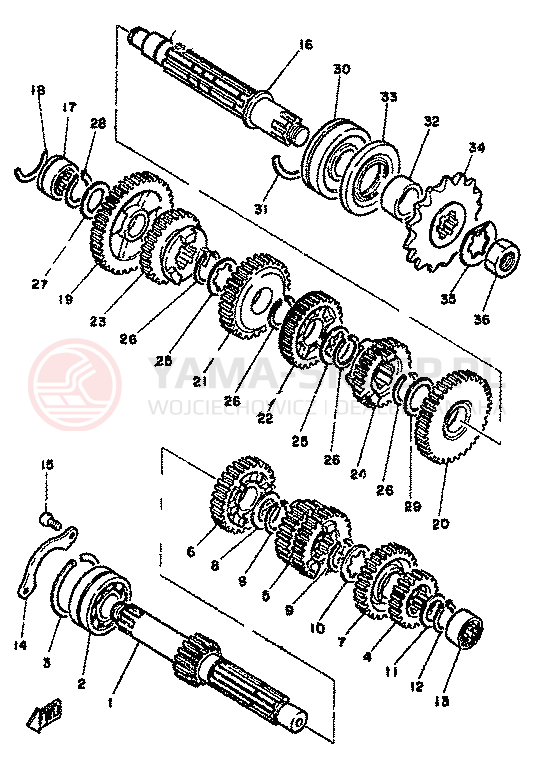 Schemat "Skrzynia biegów " do Yamaha RD350LC