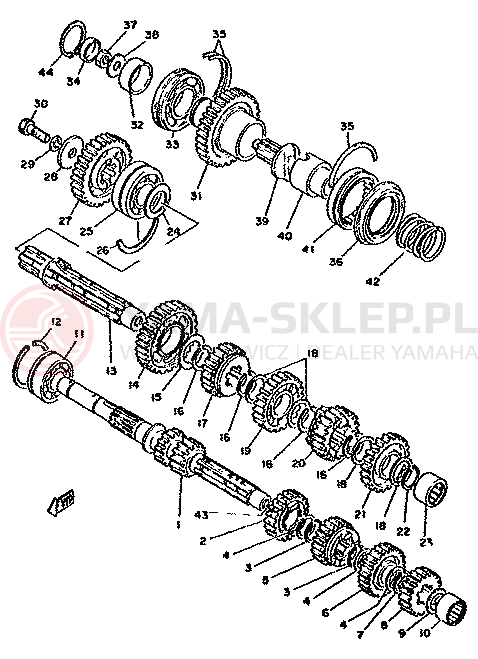 Schemat "Skrzynia biegów " do Yamaha XS750