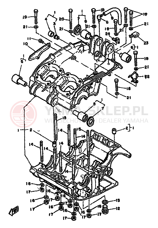 Schemat "Pokrywa silnika" do Yamaha RD250LC