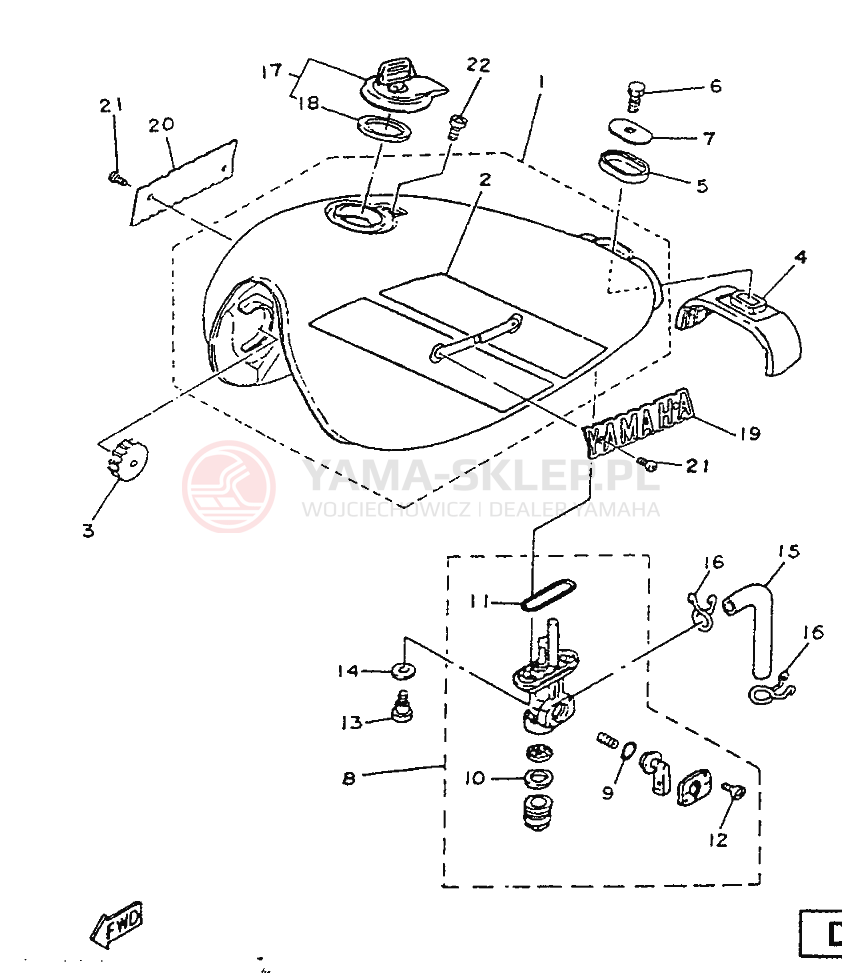 Schemat "zbiornik paliwa" do Yamaha SR125