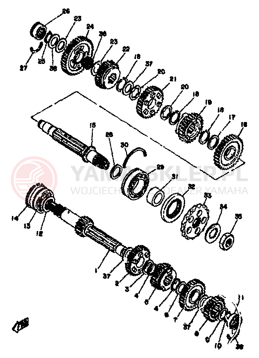 Schemat "Skrzynia biegów " do Yamaha XS500