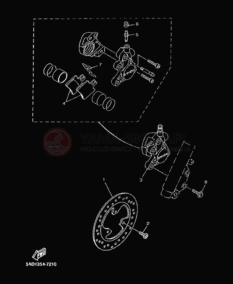 Schemat "Zacisk hamulcowy + tarcza przód" do Yamaha NEOS