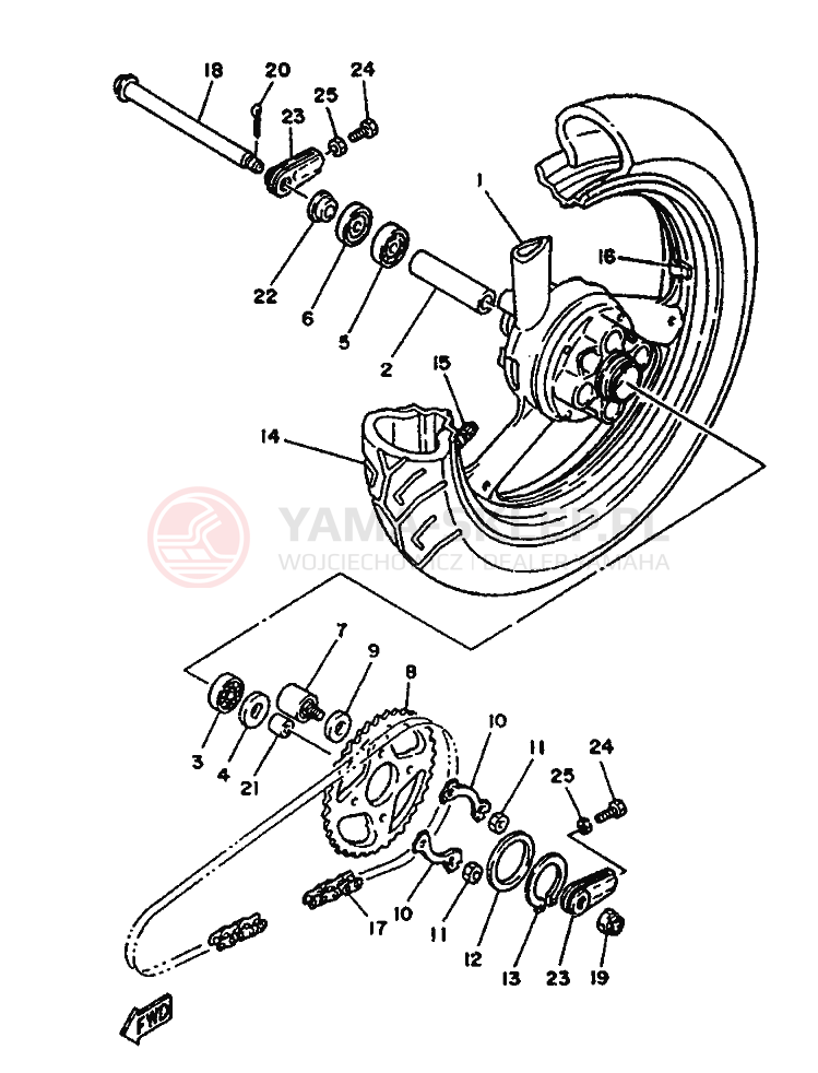 Schemat "Koło tył" do Yamaha TZR125