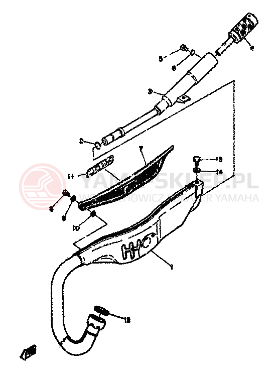 Schemat "Wydech końcowy" do Yamaha TY50M