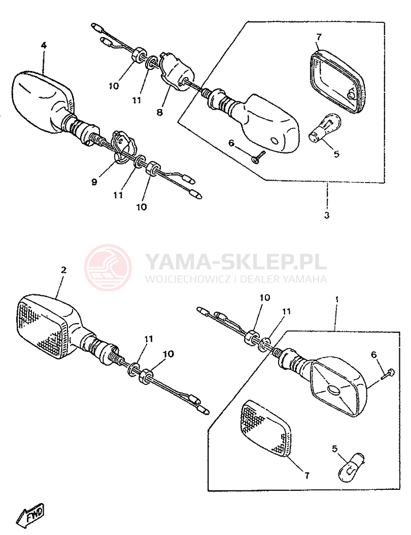 Schemat "Kierownica i osprzęt" do Yamaha SR250