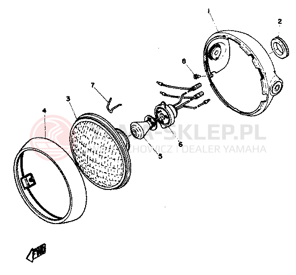 Schemat "Lampa przód" do Yamaha RD250
