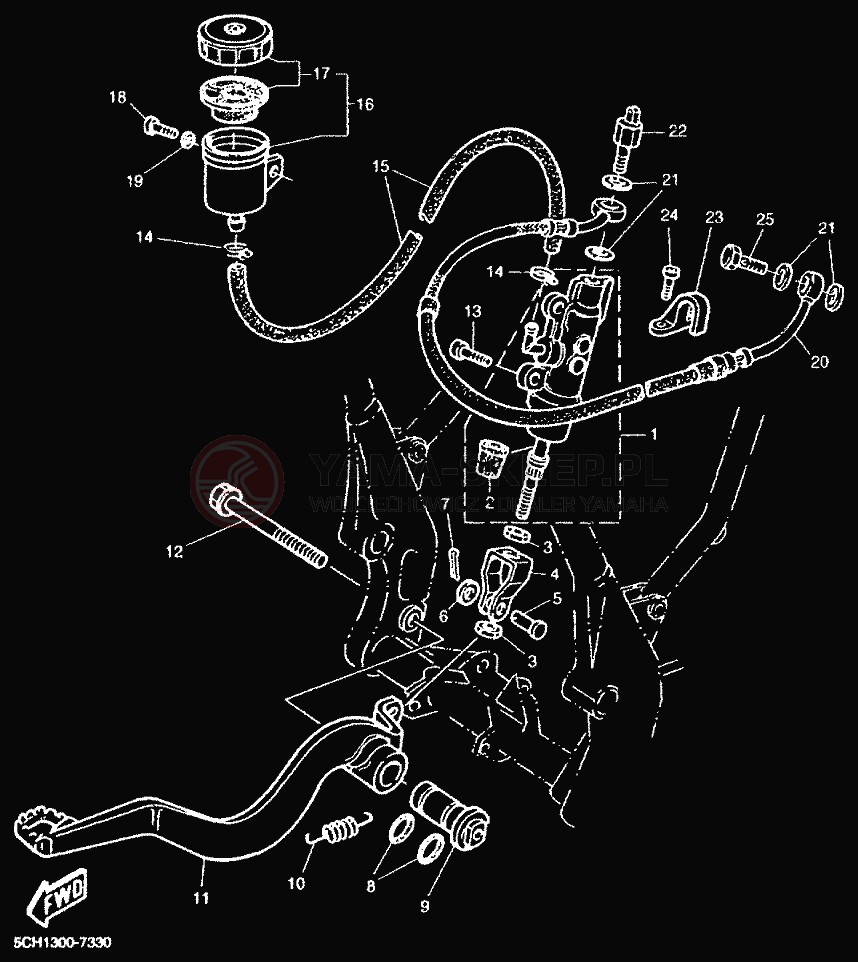 Schemat "Pompa hamulcowa tył" do Yamaha TT600R