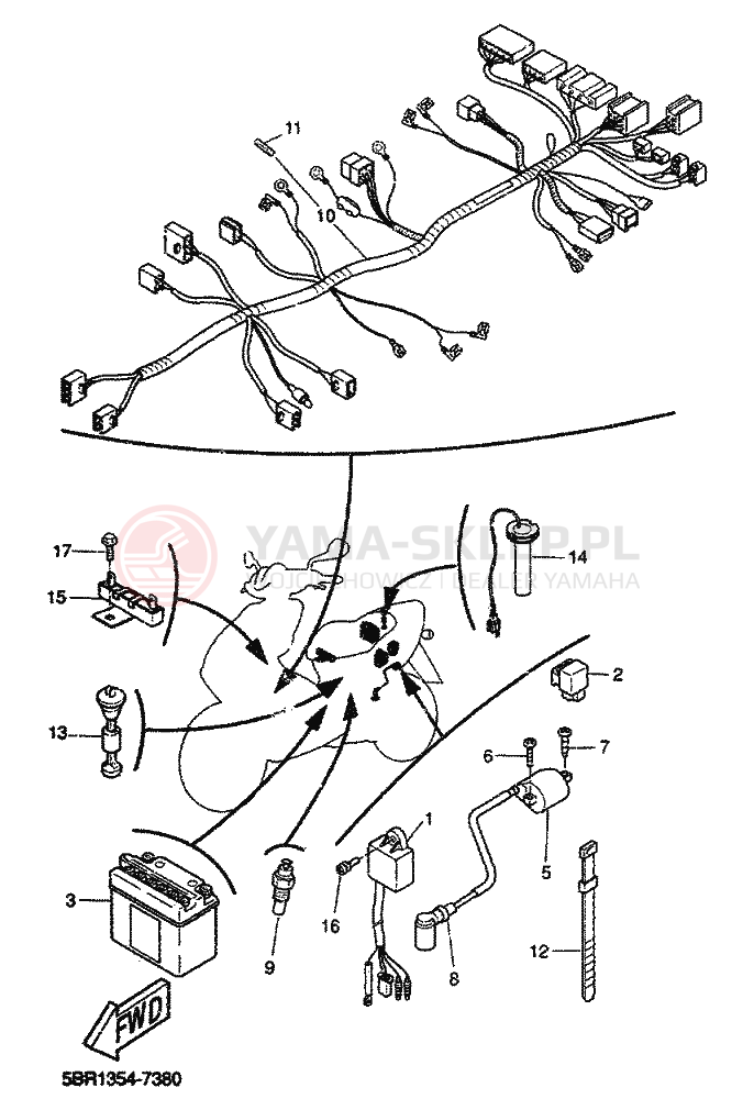 Schemat "układ elektryczny" do Yamaha AEROX