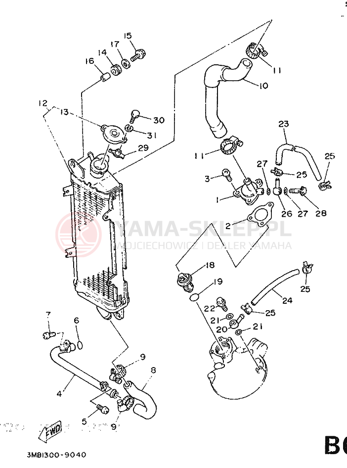 Schemat "Chłodnica oleju" do Yamaha DT125R