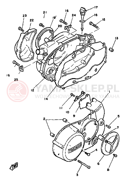 Schemat "Pokrywa silnika" do Yamaha RD350LC