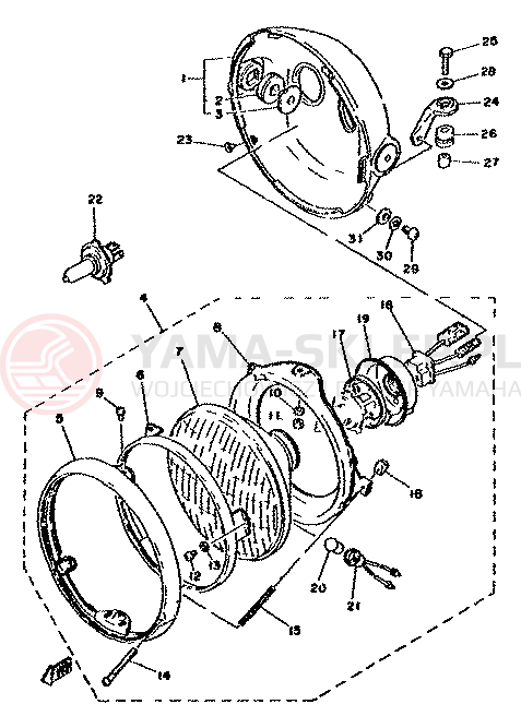 Schemat "Lampa przód" do Yamaha XS750