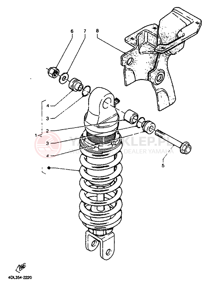 Schemat "zawieszenie tył" do Yamaha TZR125