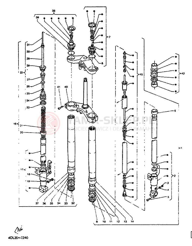 Schemat "Amortyzatory przód" do Yamaha TZR125
