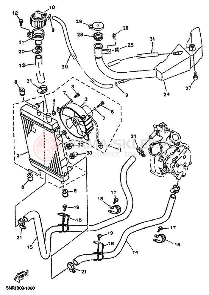 Schemat "Układ chłodzenia" do Yamaha MAJESTY