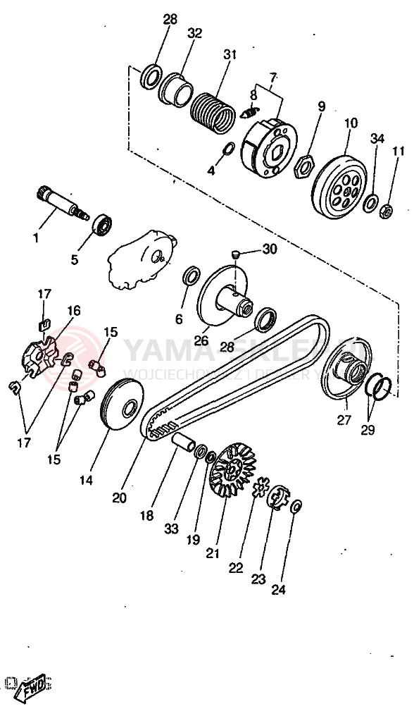 Schemat "sprzęgło" do Yamaha YQ50