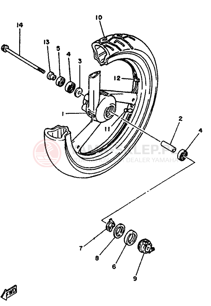 Schemat "Koło przód" do Yamaha TZR125