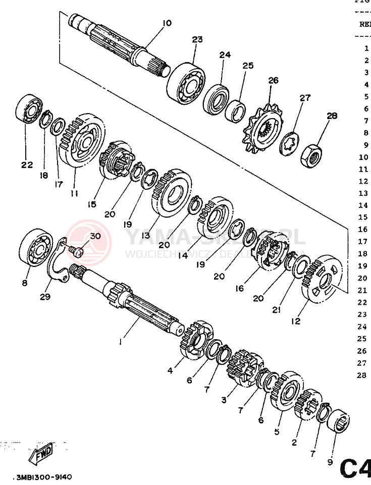 Schemat "Skrzynia biegów " do Yamaha DT125R