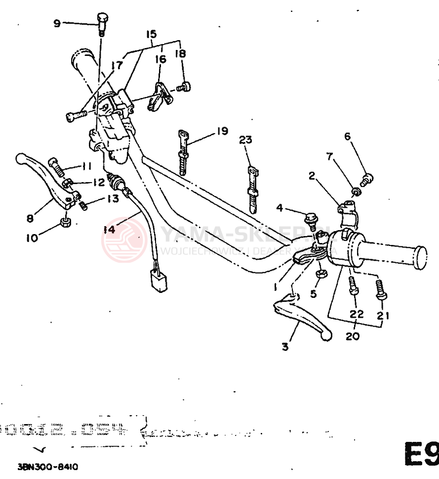 Schemat "Kierownica i osprzęt" do Yamaha DT125R