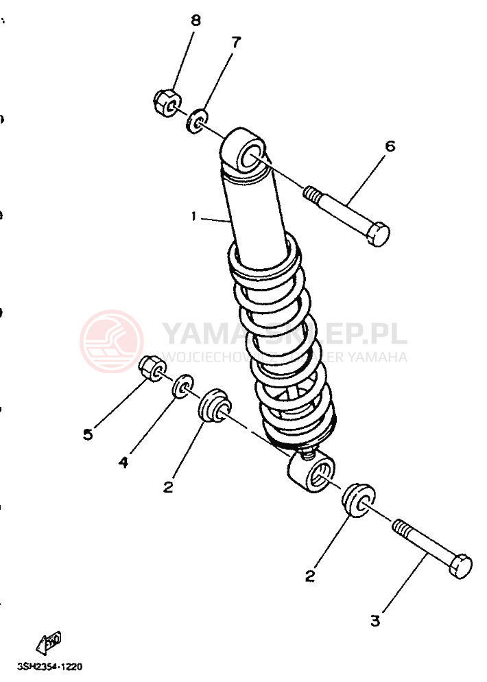 Schemat "zawieszenie tył" do Yamaha TDR125