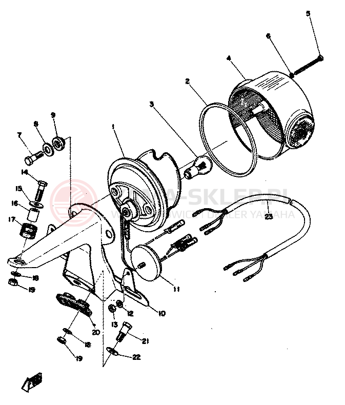 Schemat "Oświetlenie tył" do Yamaha RD250