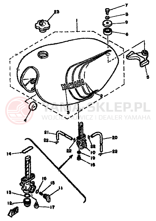 Schemat "zbiornik paliwa" do Yamaha RD250LC