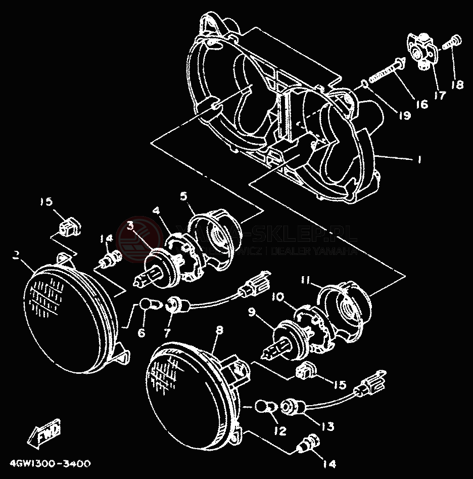 Schemat "Lampa przód" do Yamaha TDR125