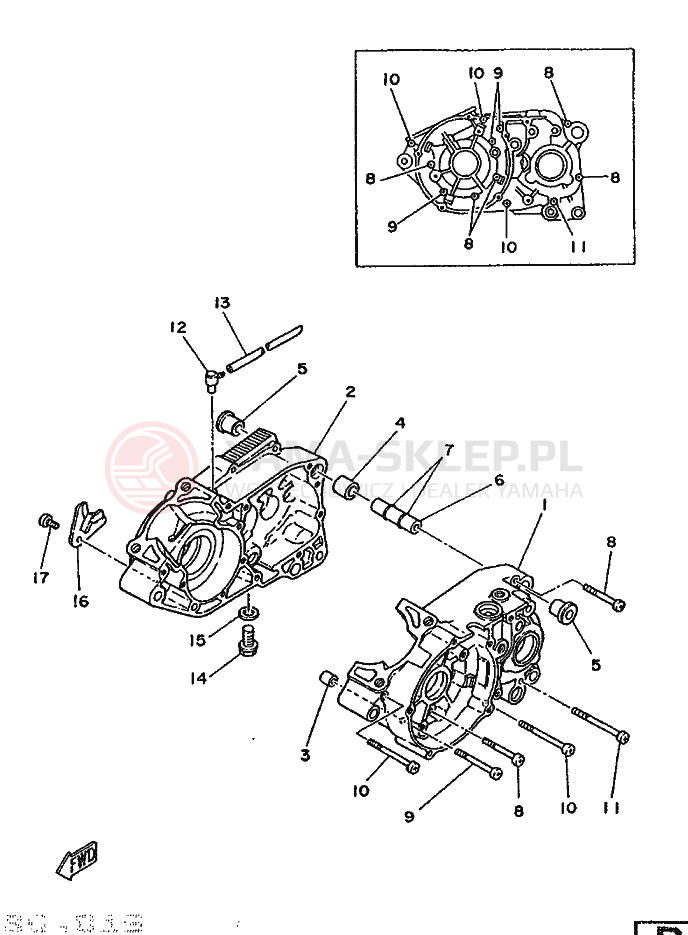 Schemat "Obudowa silnika" do Yamaha DT125-MX
