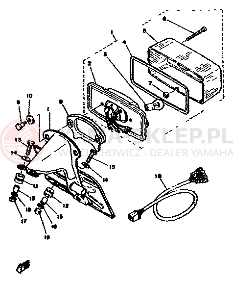 Schemat "Oświetlenie tył" do Yamaha XS750