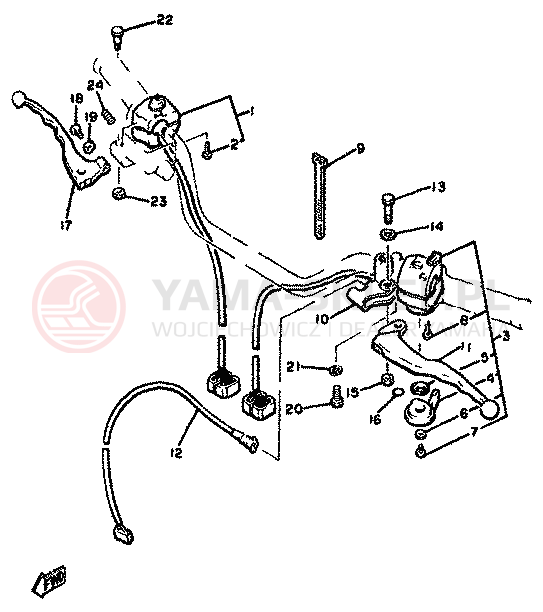 Schemat "Kierownica i osprzęt" do Yamaha XJ650