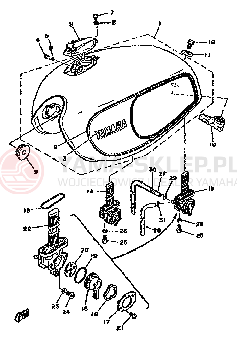 Schemat "zbiornik paliwa" do Yamaha XS750