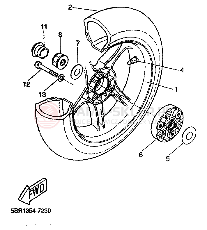 Schemat "Koło tył" do Yamaha AEROX