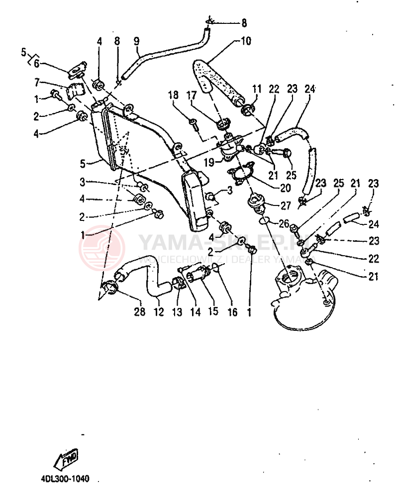 Schemat "Węże chłodnicy" do Yamaha TZR125