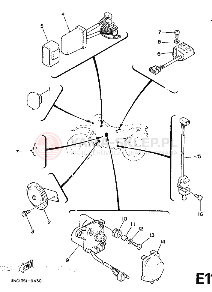 Schemat "układ elektryczny" do Yamaha DT125R