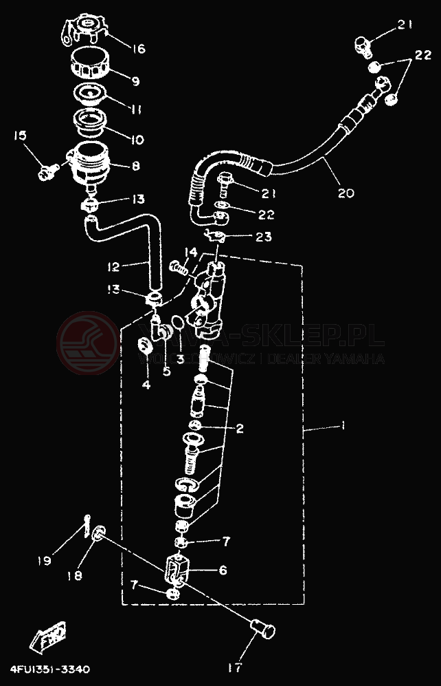 Schemat "Pompa hamulcowa tył" do Yamaha TDR125