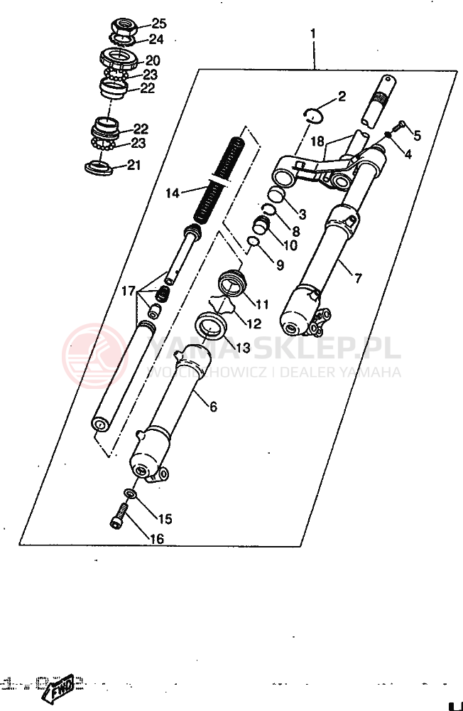 Schemat "Amortyzatory przód" do Yamaha YQ50