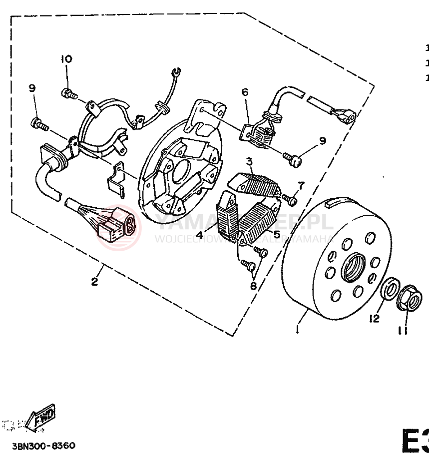 Schemat "prądnica" do Yamaha DT125R