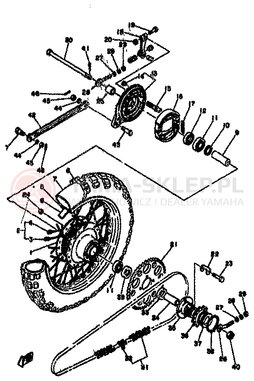 Schemat "Koło tył" do Yamaha YZ125X