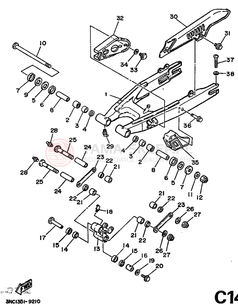 Schemat "wahacz" do Yamaha DT125R