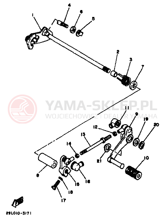 Schemat "Dźwignia zmiany biegów, wałek" do Yamaha RD350LC