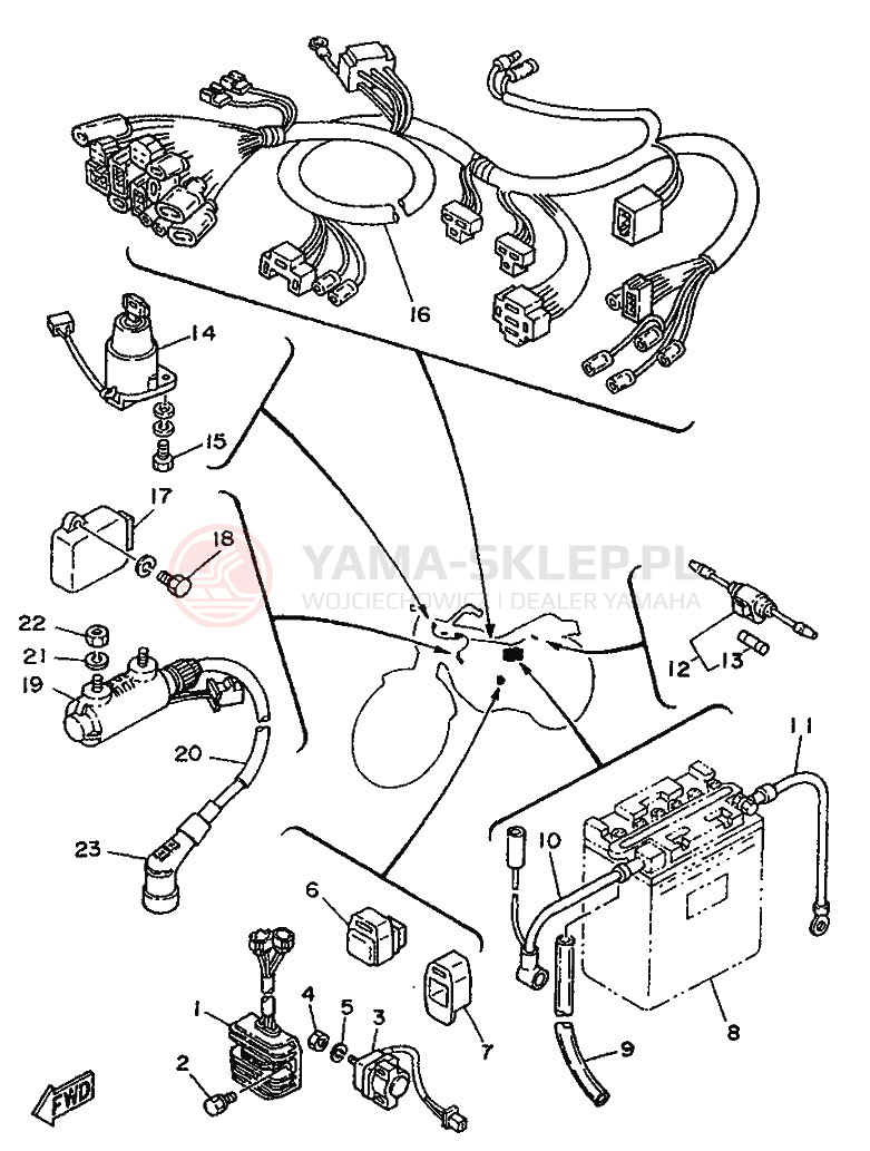 Schemat "układ elektryczny" do Yamaha SR250SP